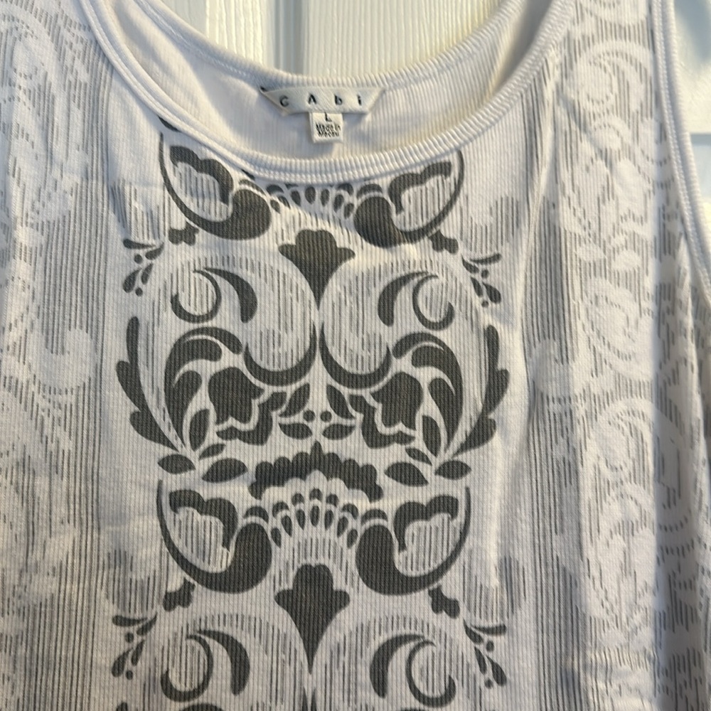Cabi white and gray tank top #953